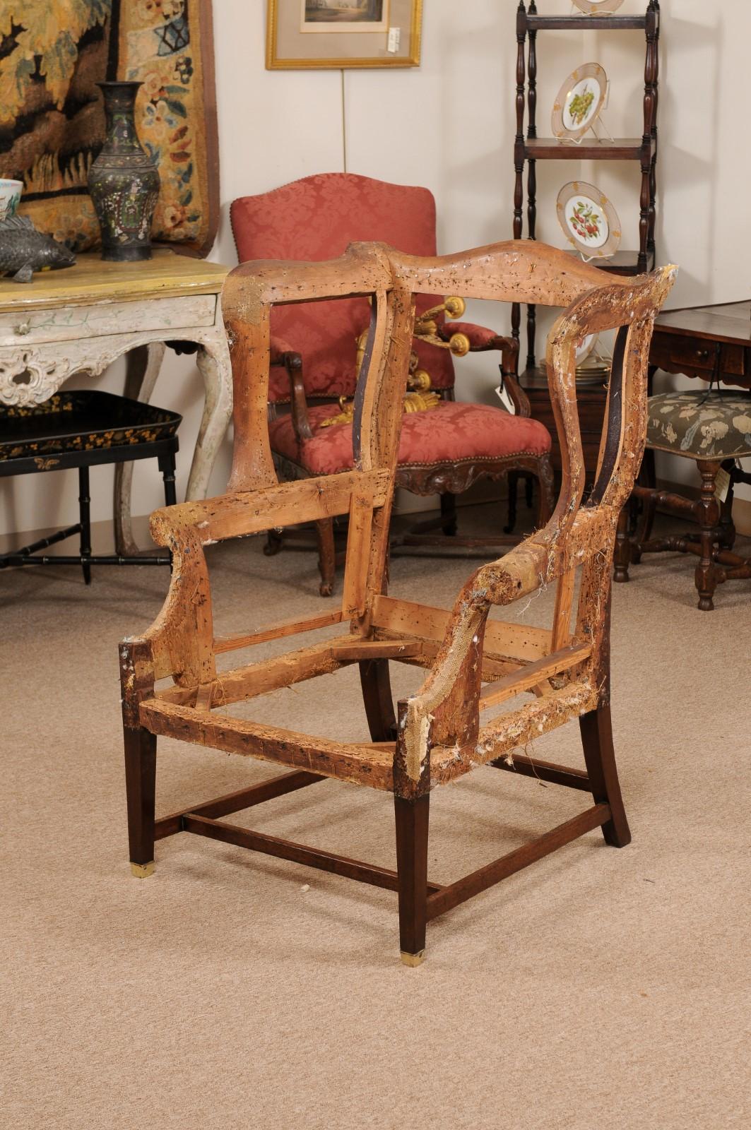18th Century English Wing Chair in Mahogany. SOLD AS IS. For Sale 2