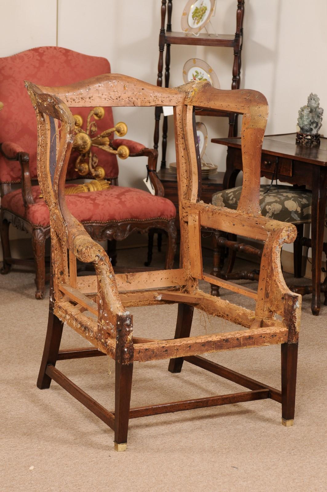 18th Century English Wing Chair in Mahogany. SOLD AS IS. For Sale 3