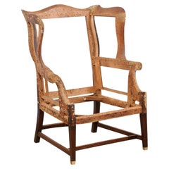 Used 18th Century English Wing Chair in Mahogany. SOLD AS IS.