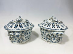 Two 18th Century English Worcester porcelain lidded baskets, ca 1770