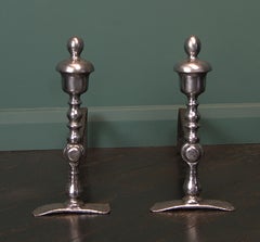 18th Century English Wrought Fireplace Fire Dogs Andirons
