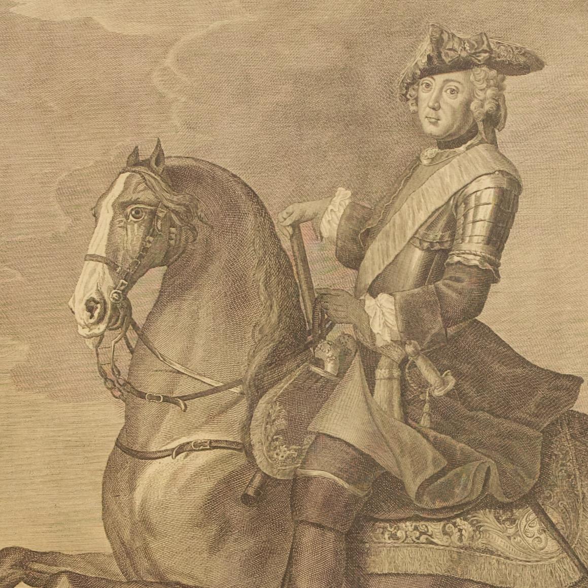 Engraved 18th Century Engraving Frederick II of Prussia, Joh. D. Schleuen (1711-1771)