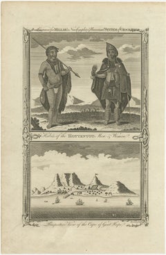 18th-Century Engraving of Hottentots and Cape of Good Hope in South-Africa