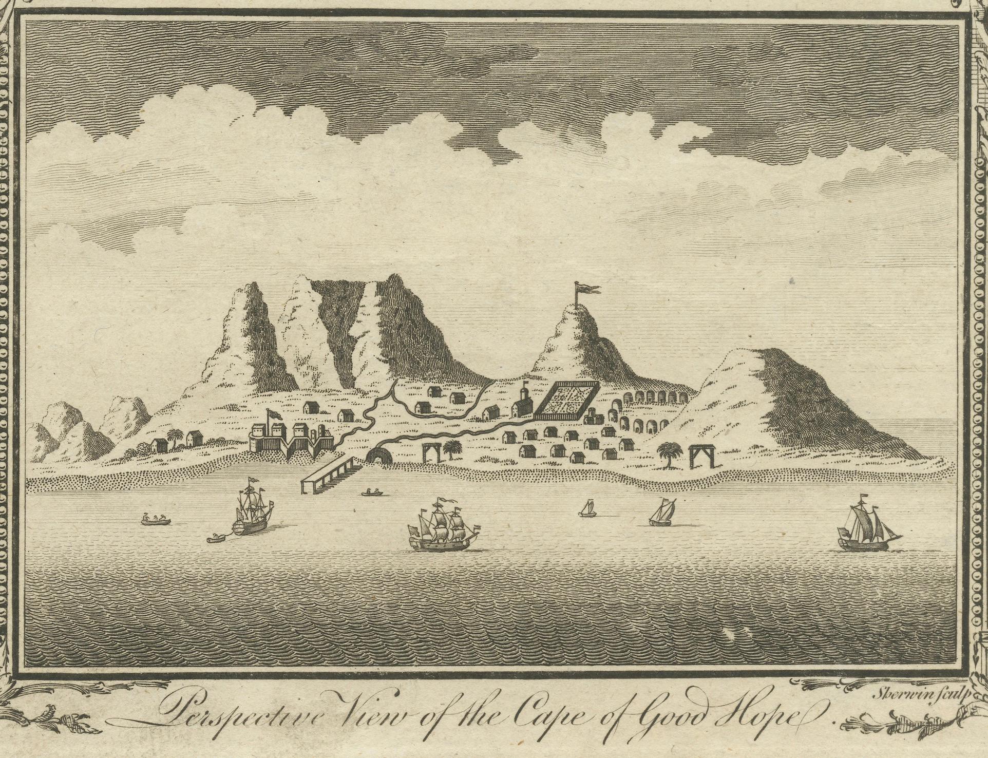 18th-Century Engraving of Hottentots and Cape of Good Hope in South-Africa In Good Condition For Sale In Langweer, NL