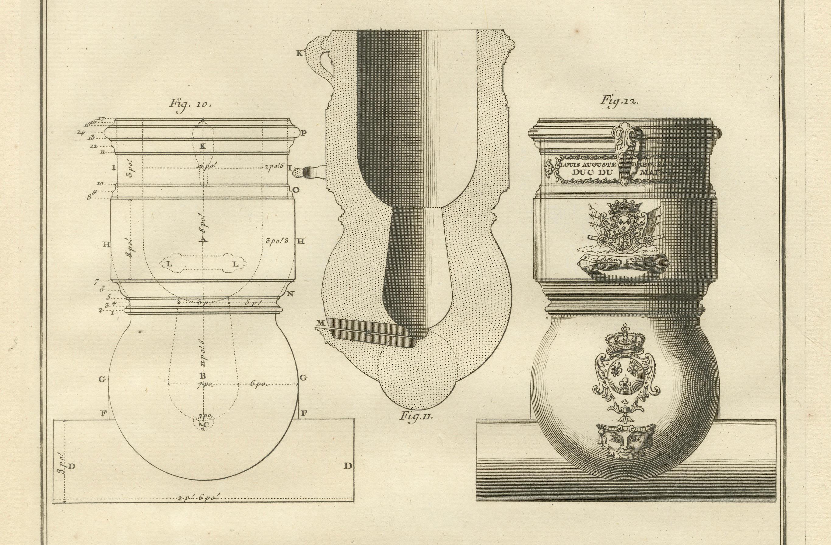 Kupferstich eines Mörser- und Haubitzen-Designs aus Diderots Encyclopédie aus dem 18. Jahrhundert (Papier) im Angebot