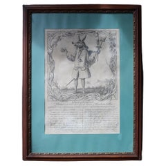Antique 18th Century Engraving of the Trusty Servant of Winchester College Curio
