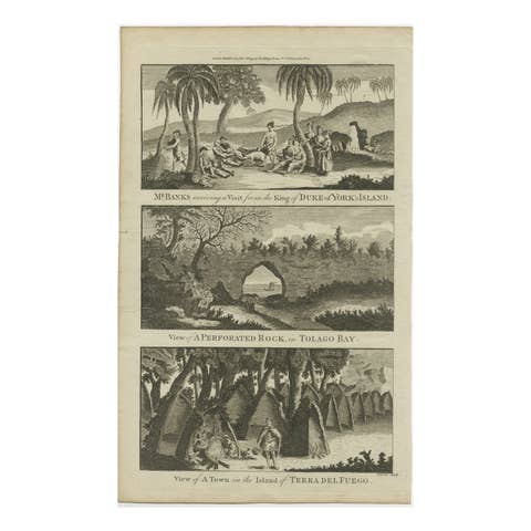 18th Century Engravings of Exploration: Banks, Tolago Bay, Terra del Fuego, 1790