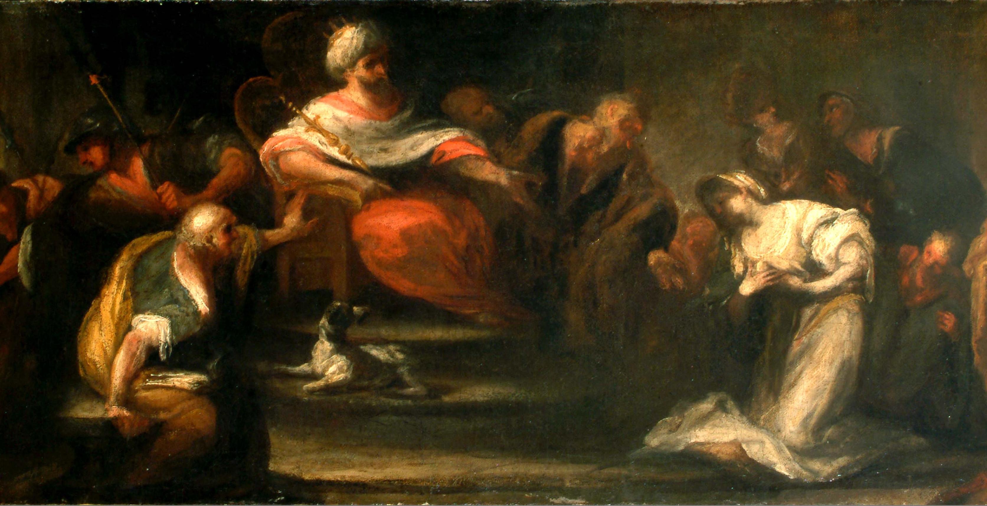 18th Century, Esther and Ahasuerus Oil Painting on Canvas In Good Condition For Sale In Brescia, IT