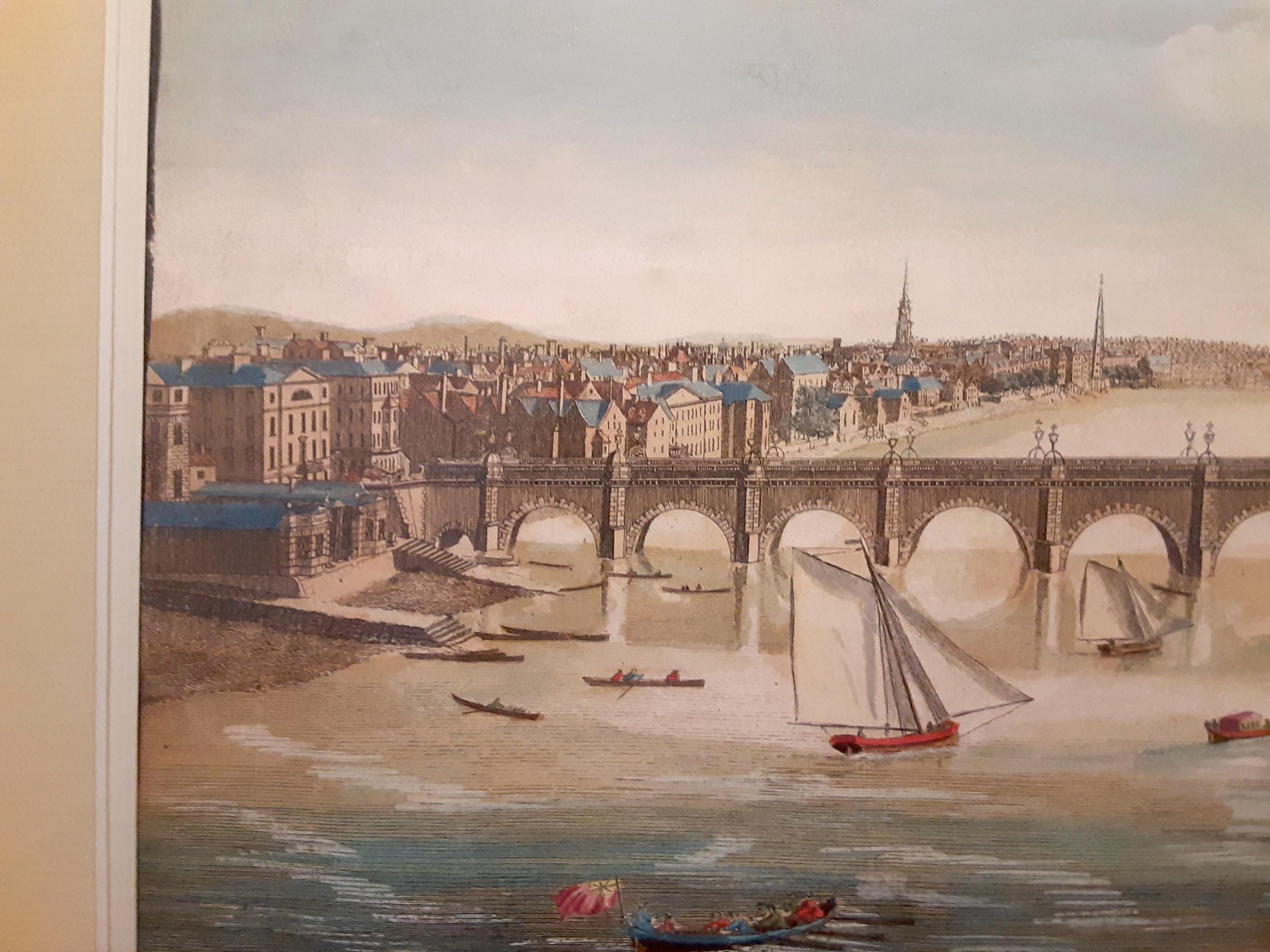 Aguafuerte del siglo XVIII del puente de Westminster, Londres Francés en venta