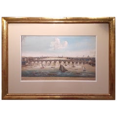 Gravure du 18e siècle représentant le pont de Westminster, Londres