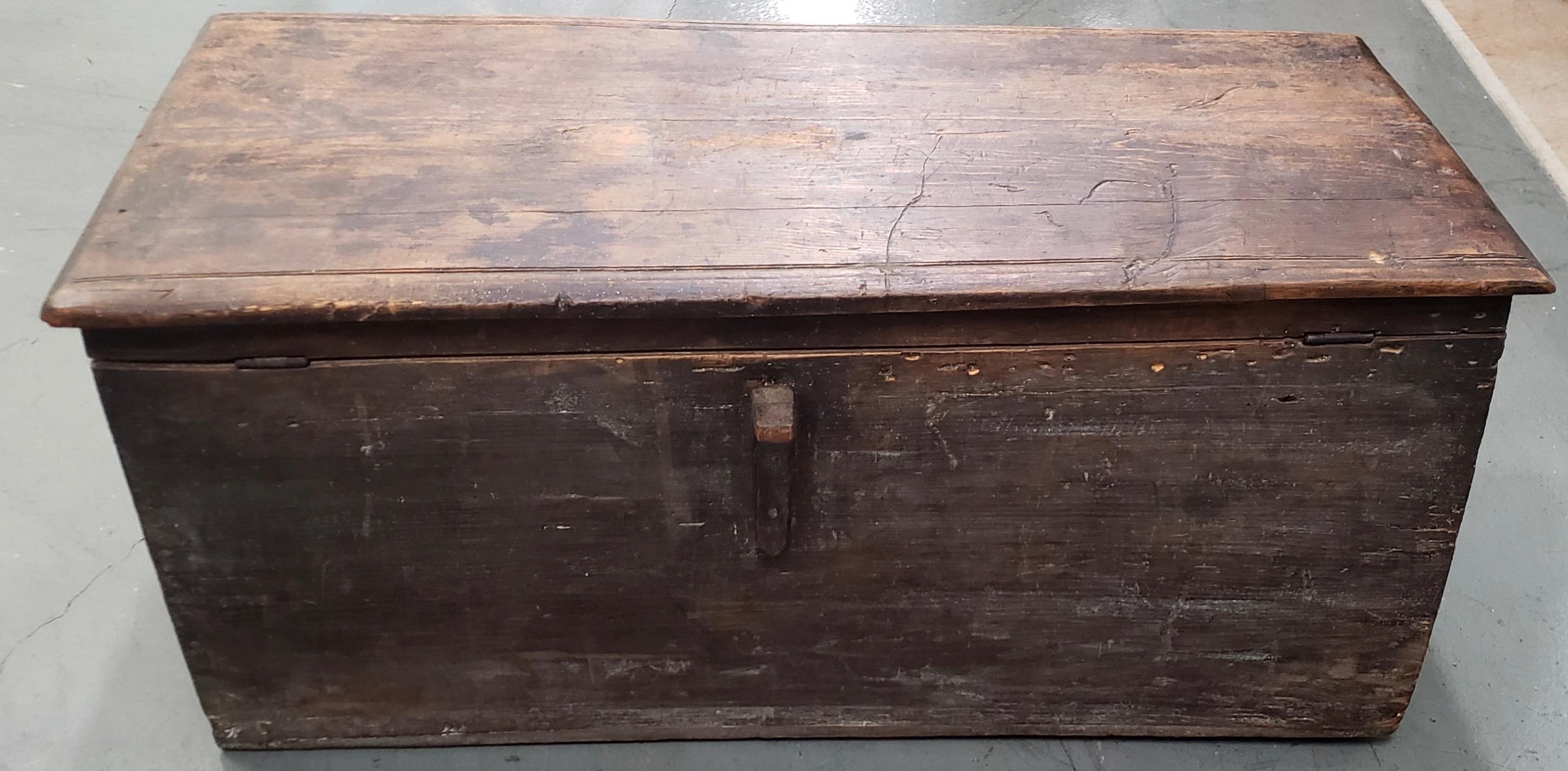 British 18th Century European Carved Pine Trunk For Sale