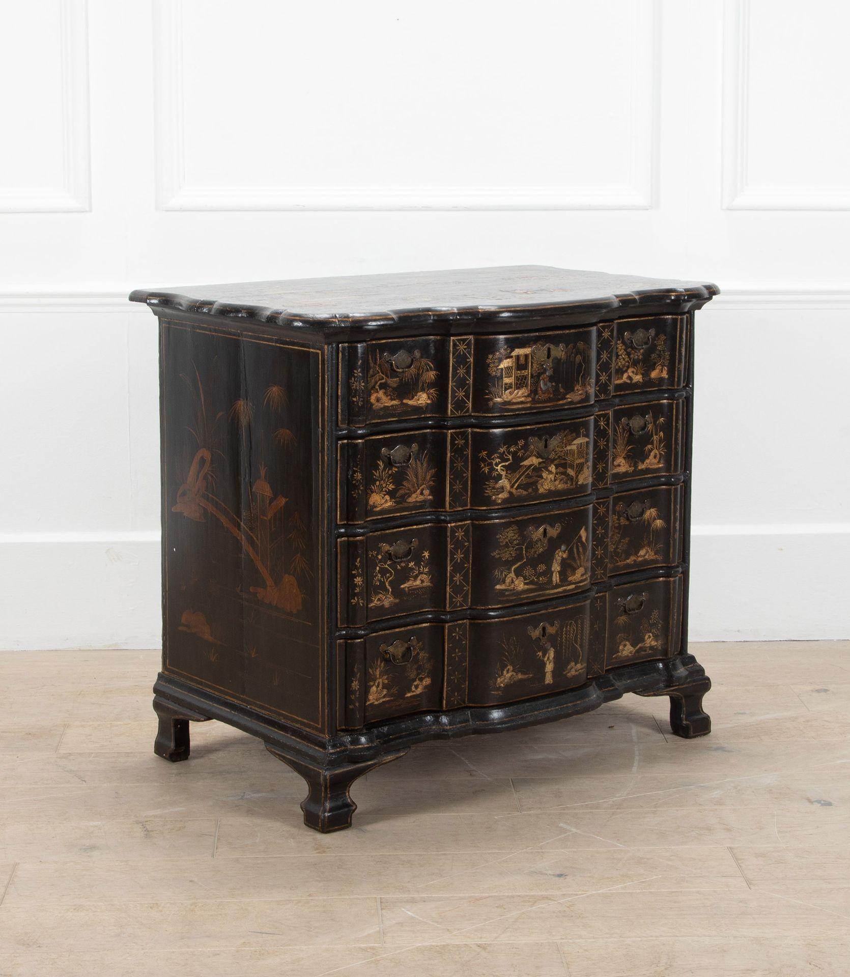 Japanned 18th Century European Chinoiserie Lacquered Commode