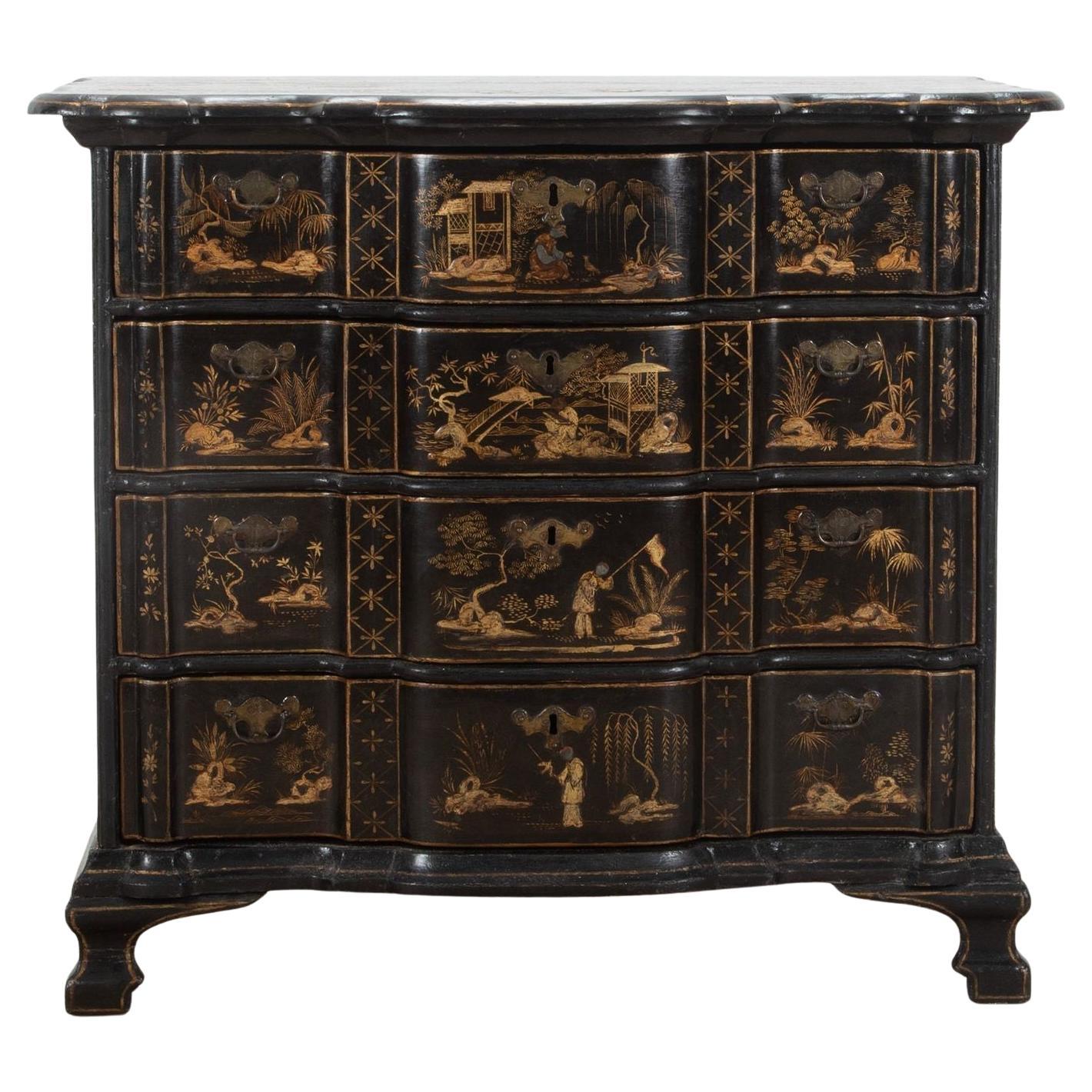 Europäische Chinoiserie-Kommode aus dem 18. Jahrhundert, lackiert