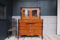 18th Century European Inlaid Cabinet on Chest