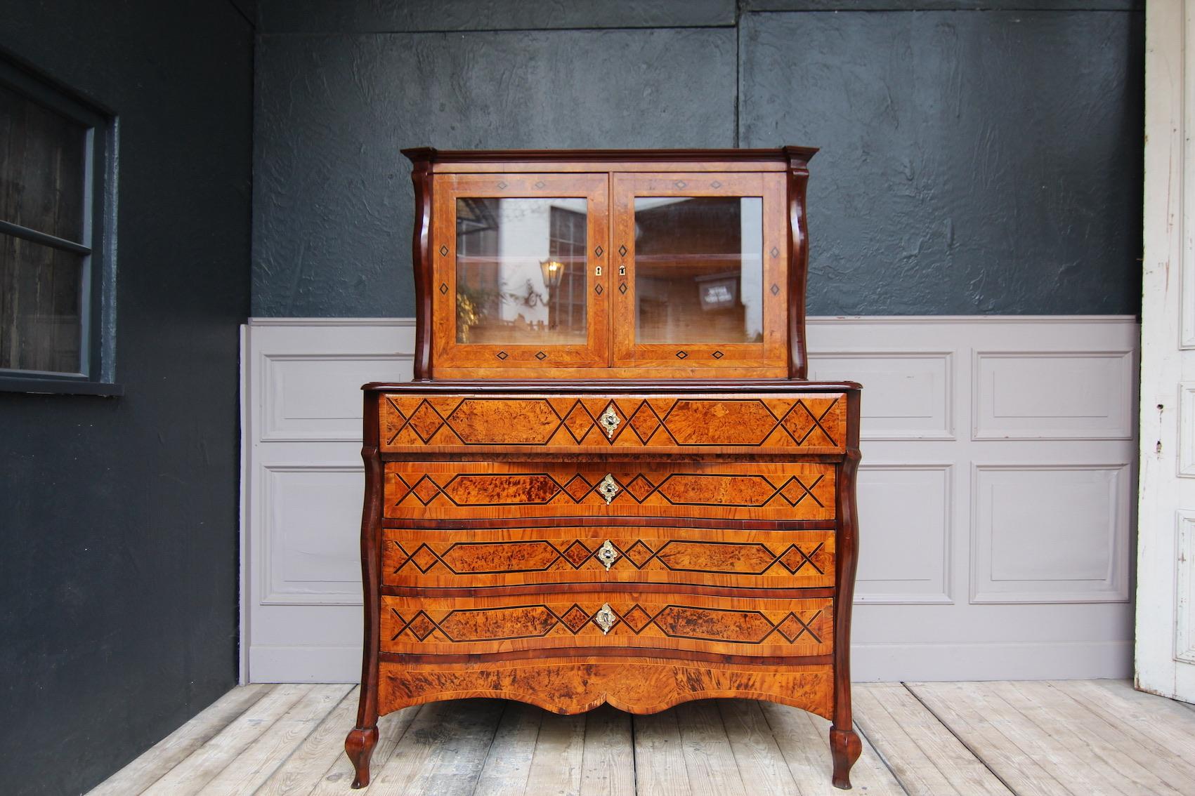 Louis XV 18th Century European Inlaid Cabinet on Chest For Sale