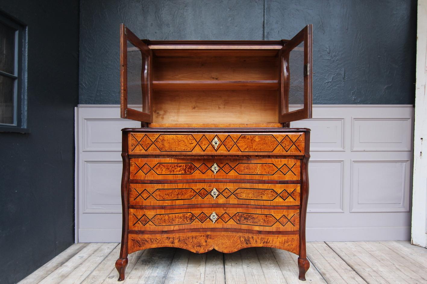 18th Century European Inlaid Cabinet on Chest For Sale 1