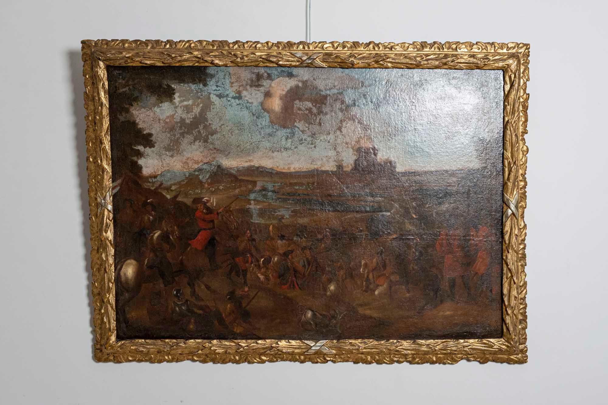 Baroque 18th Century Dutch oil painting after Jan Wyck of the battle of Boyne  For Sale