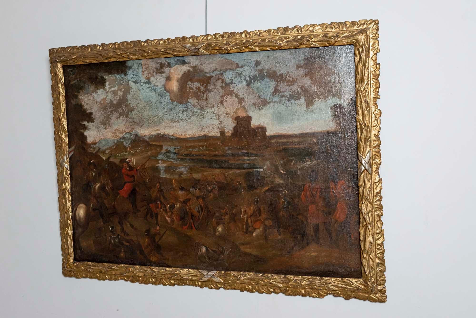 18th Century Dutch oil painting after Jan Wyck of the battle of Boyne  In Good Condition For Sale In London, GB