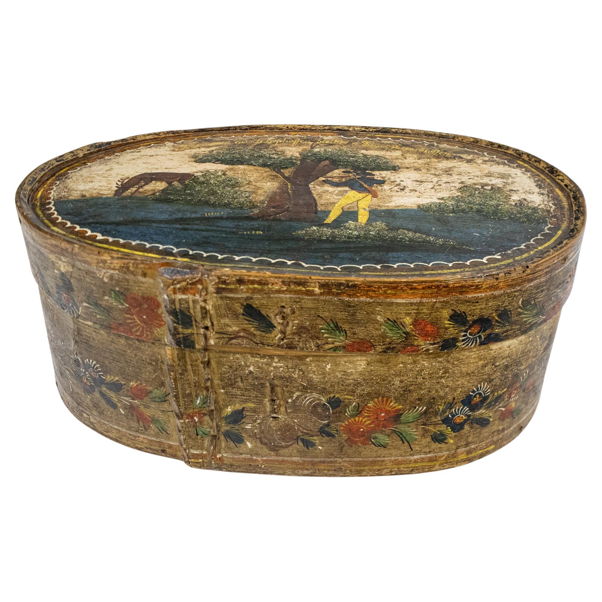 18th Century European Painted Bentwood Box For Sale