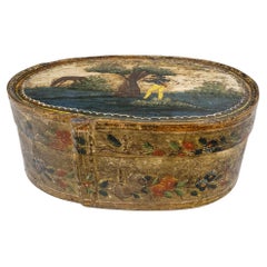 Boîte européenne peinte en bois cintré du 18ème siècle
