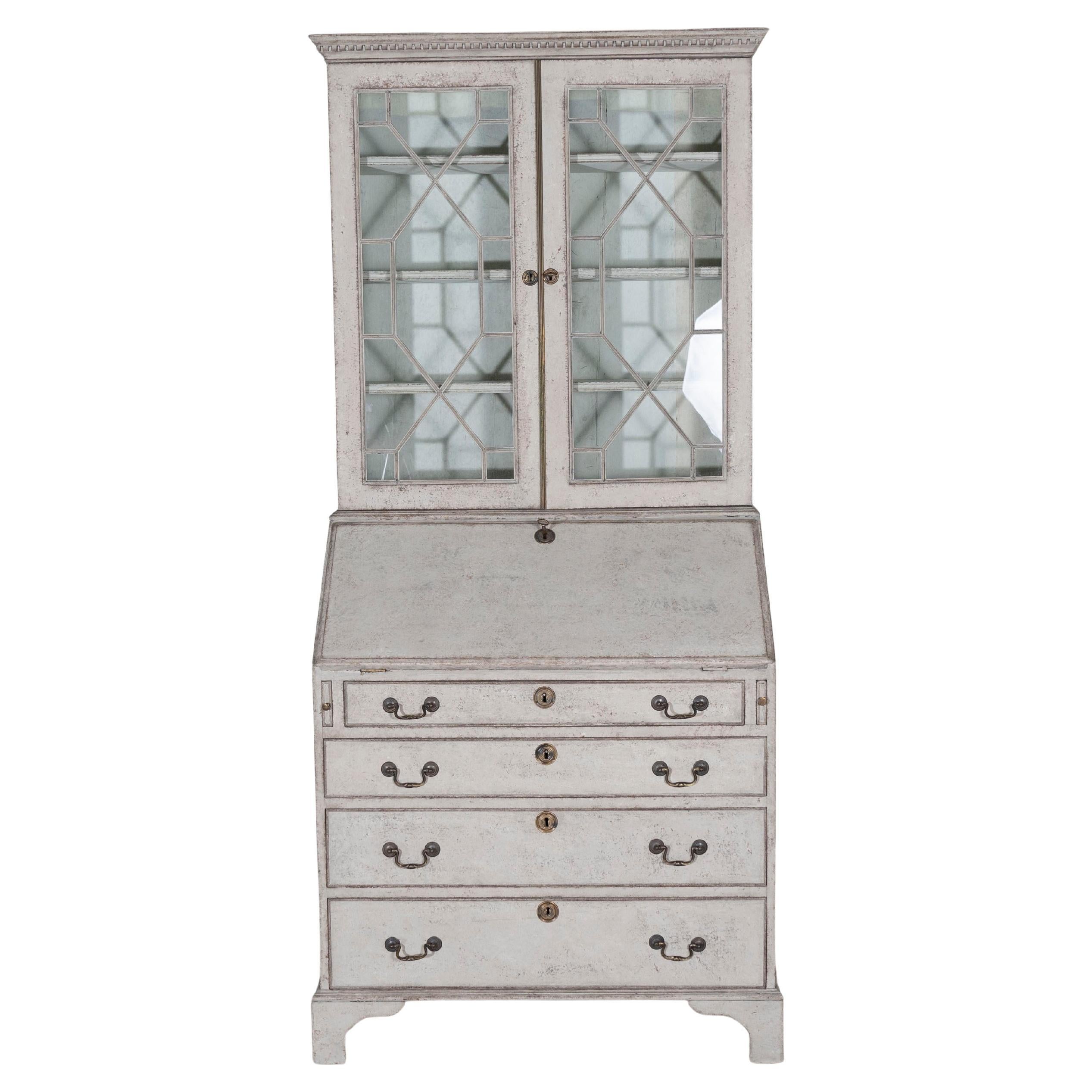 18th Century European Painted Bureau Bookcase with Glazed Doors, circa 1790