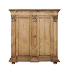 Antique An Exquisite 18th C. Period Baroque "Kas" Cabinet w/ Corinthian Pilaster Accents