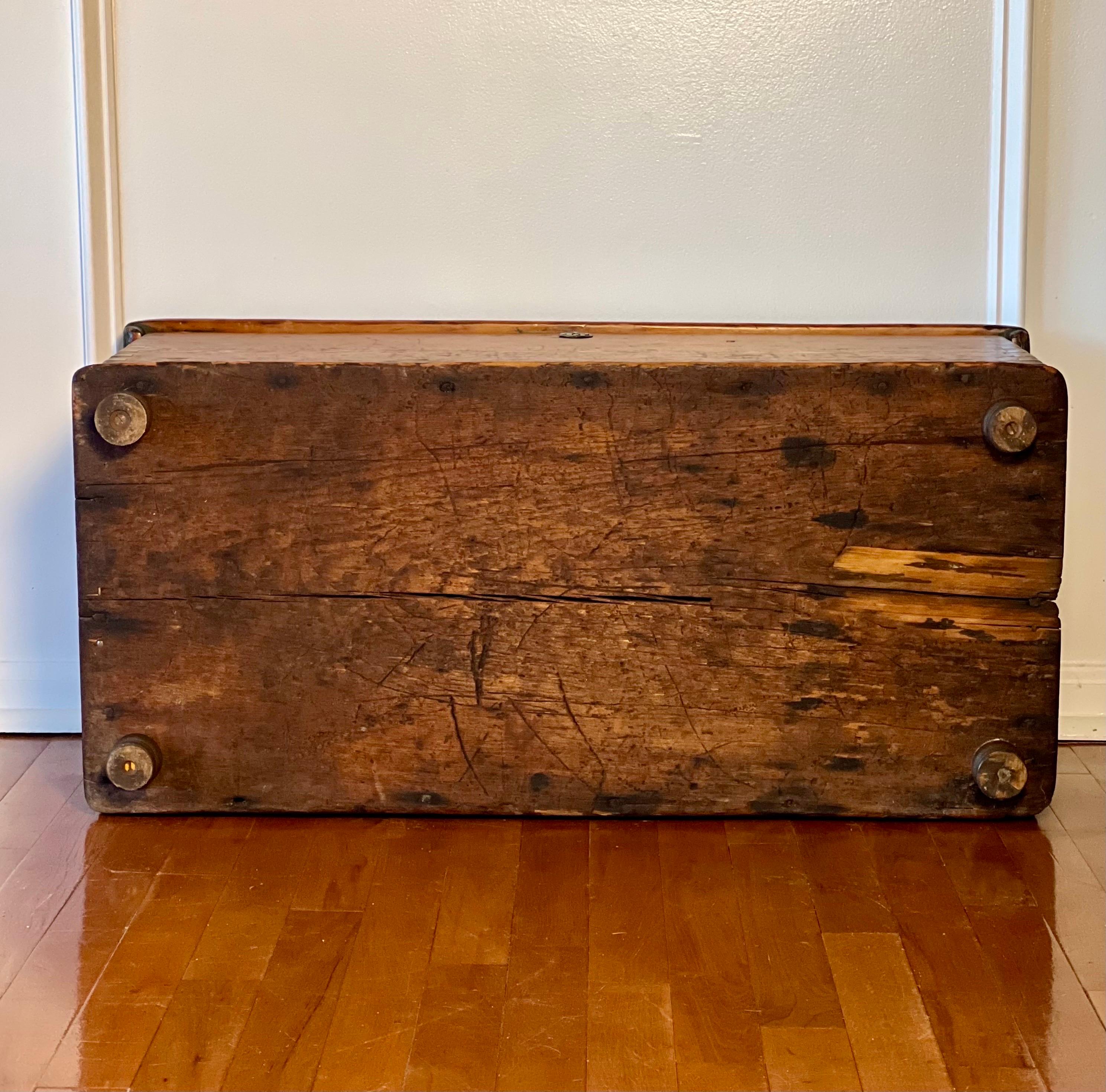 18th Century European Primitive Dovetailed Pine Chest or Coffer For Sale 9