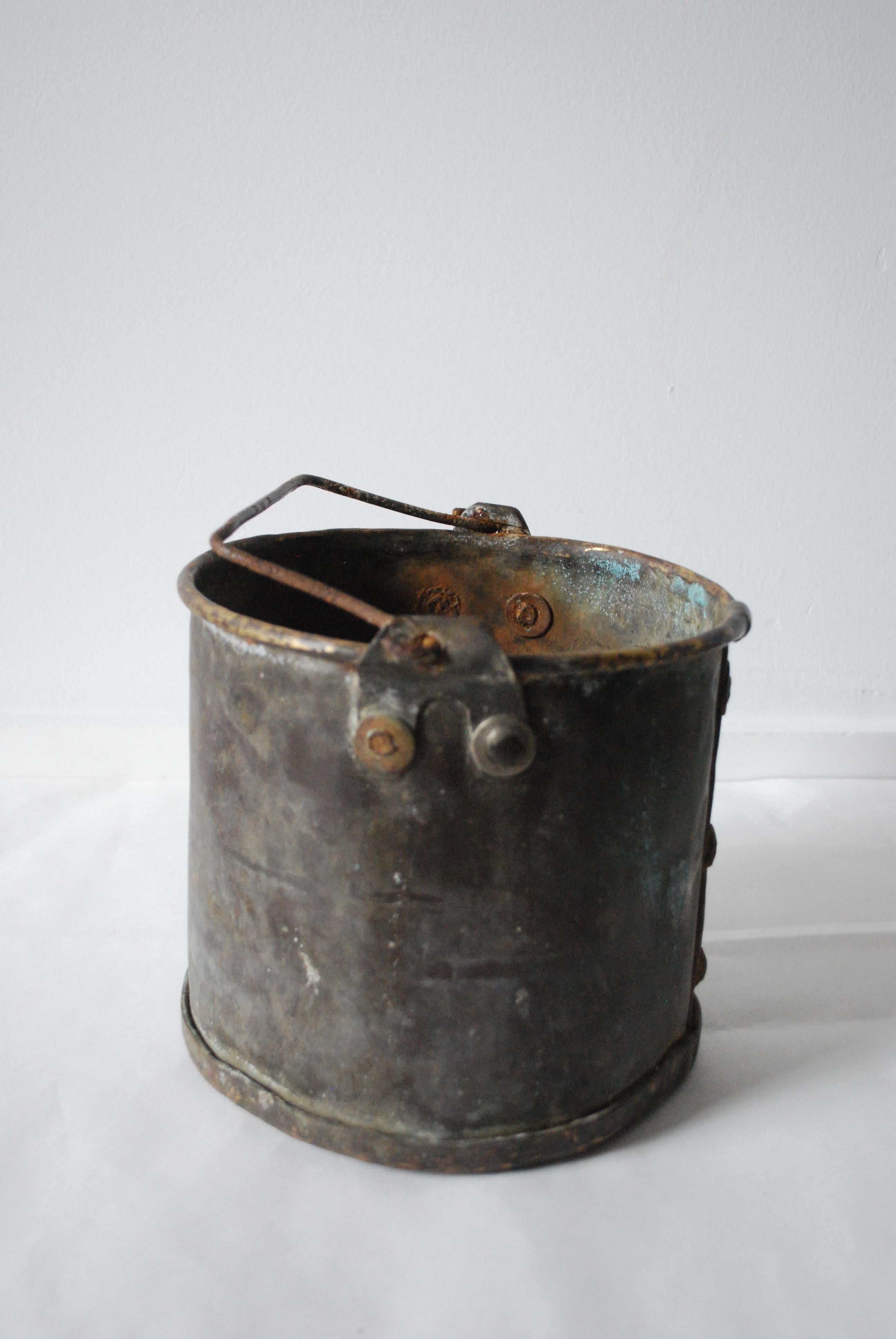 18th century European studded copper bucket with beautiful patina.