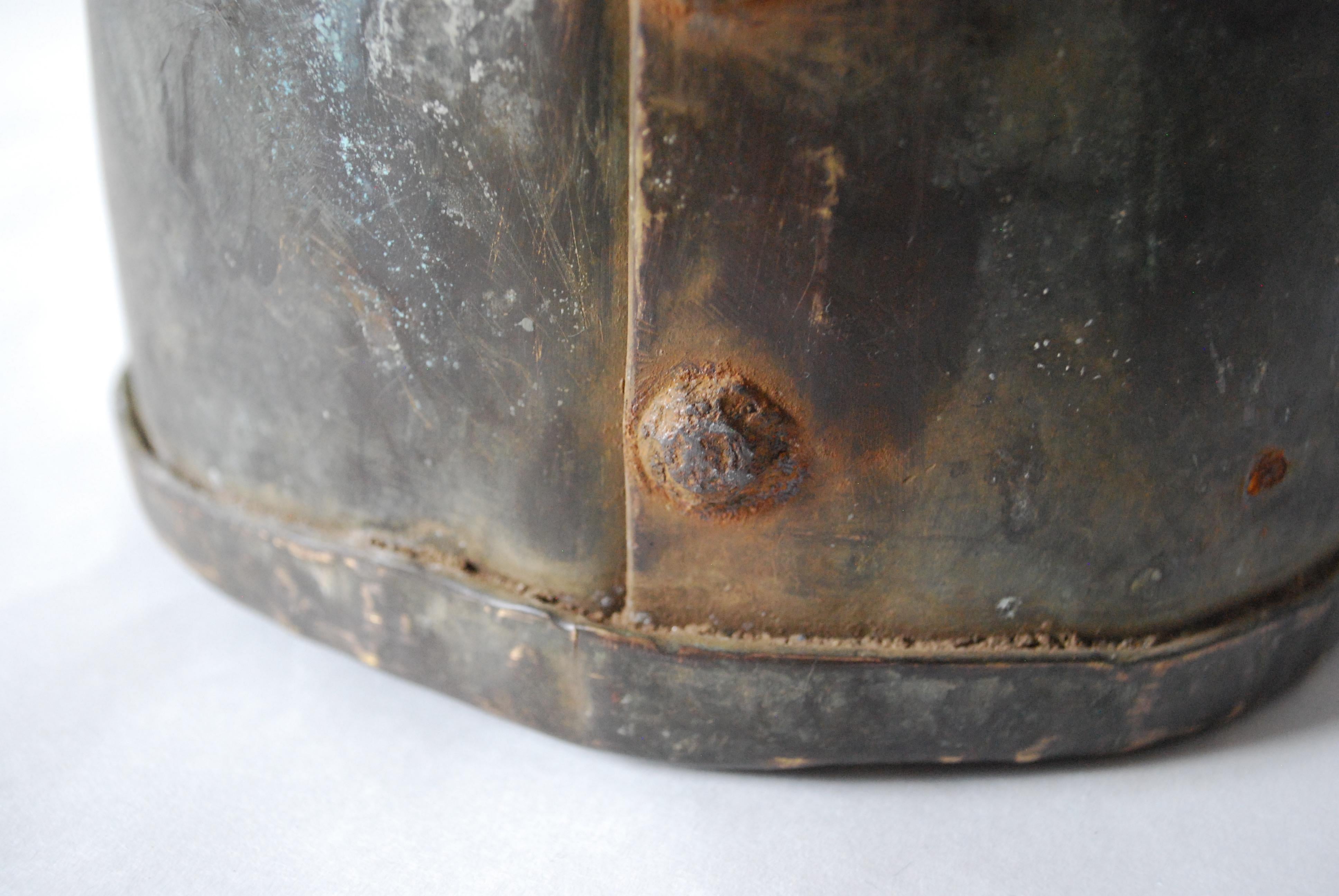 18th Century and Earlier 18th Century European Studded Patinated Copper Bucket