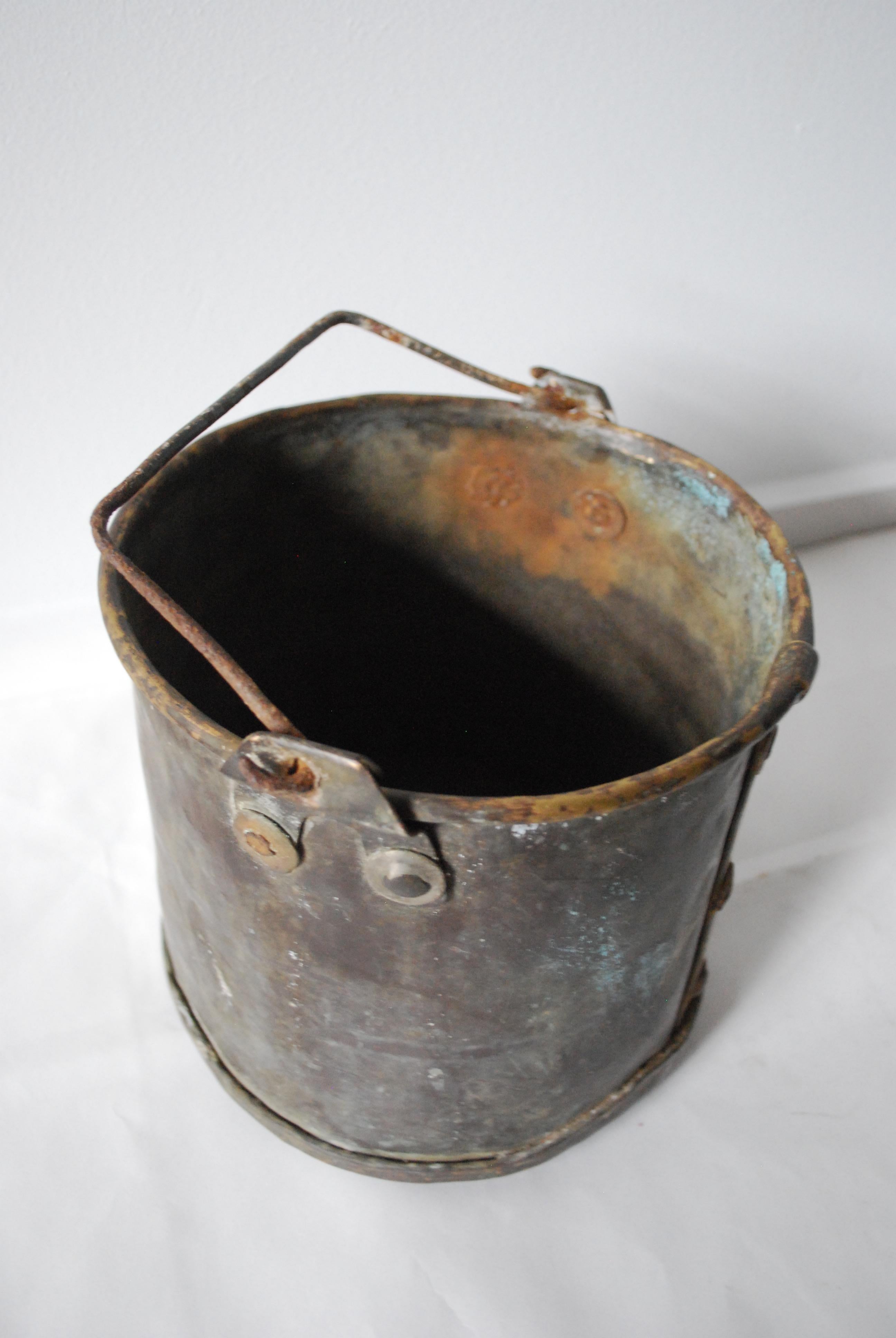 18th Century European Studded Patinated Copper Bucket 2