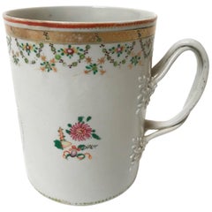 18th Century Exceptionally Large Chinese Export Tankard with Twist Strap Handle