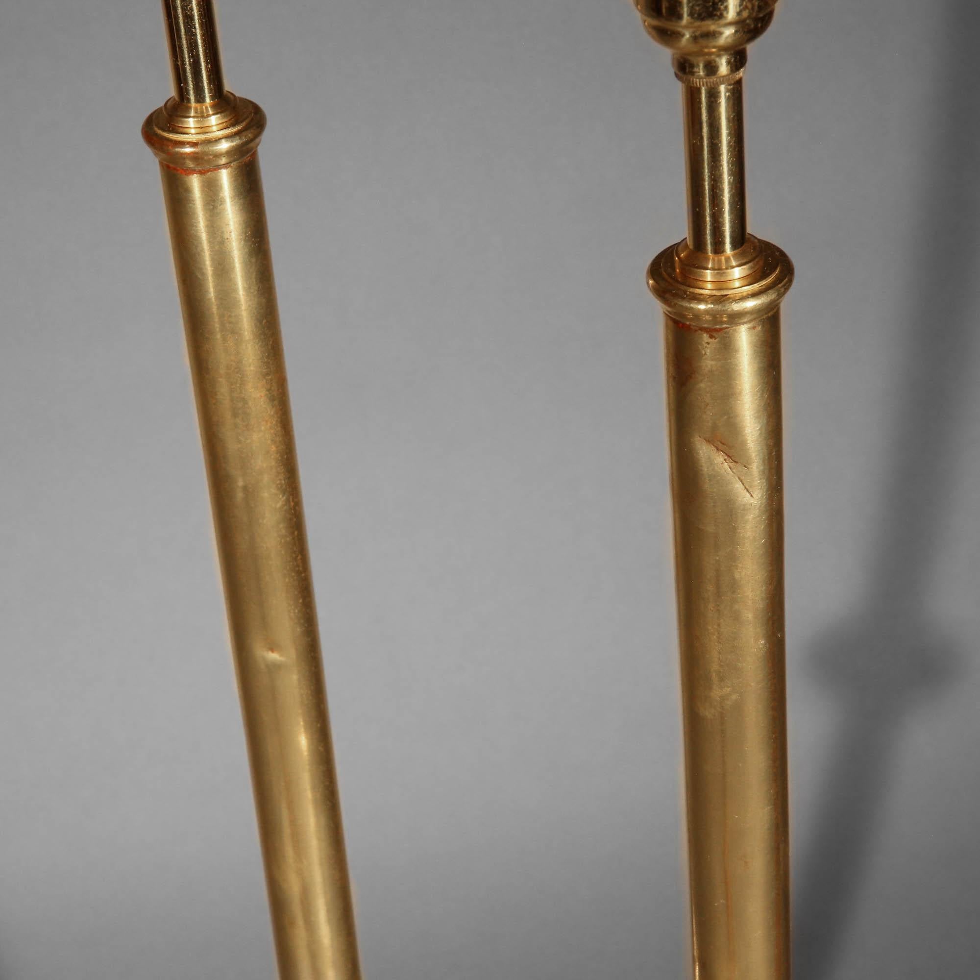 Rare 18th Century Exceptionally Tall Brass Table Lamps For Sale 2