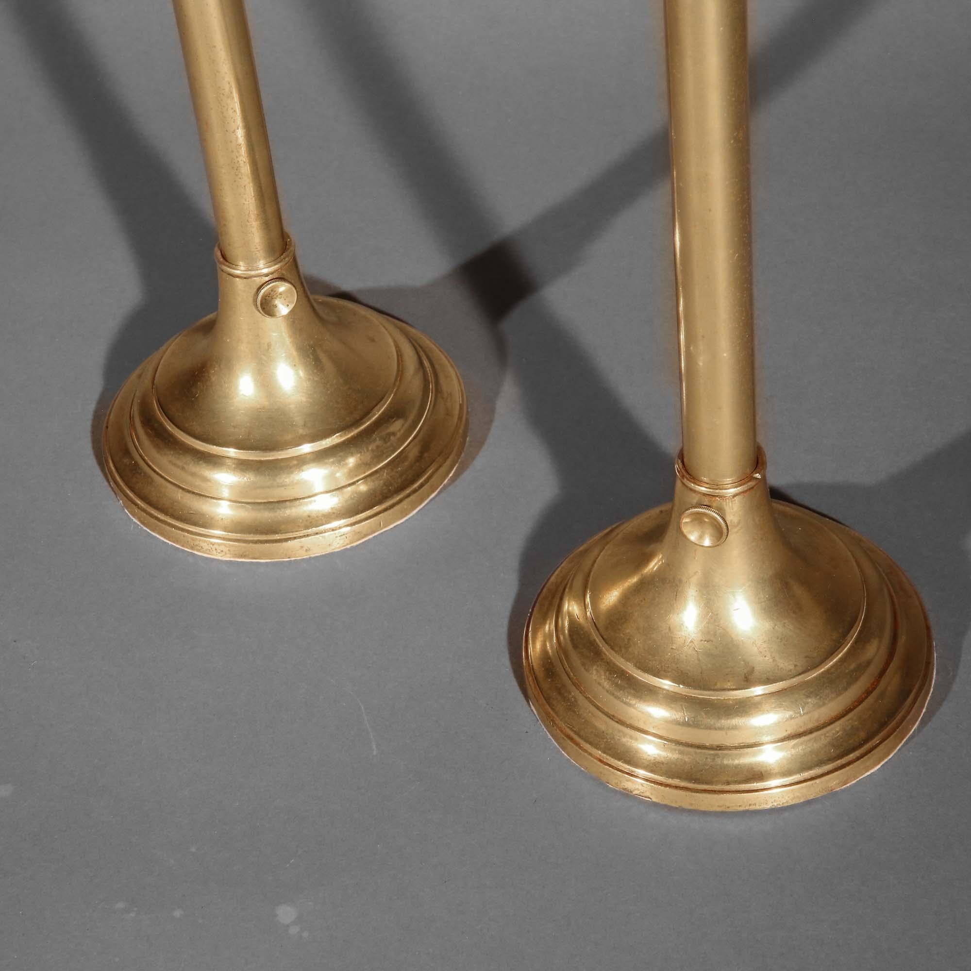 Rare 18th Century Exceptionally Tall Brass Table Lamps For Sale 3