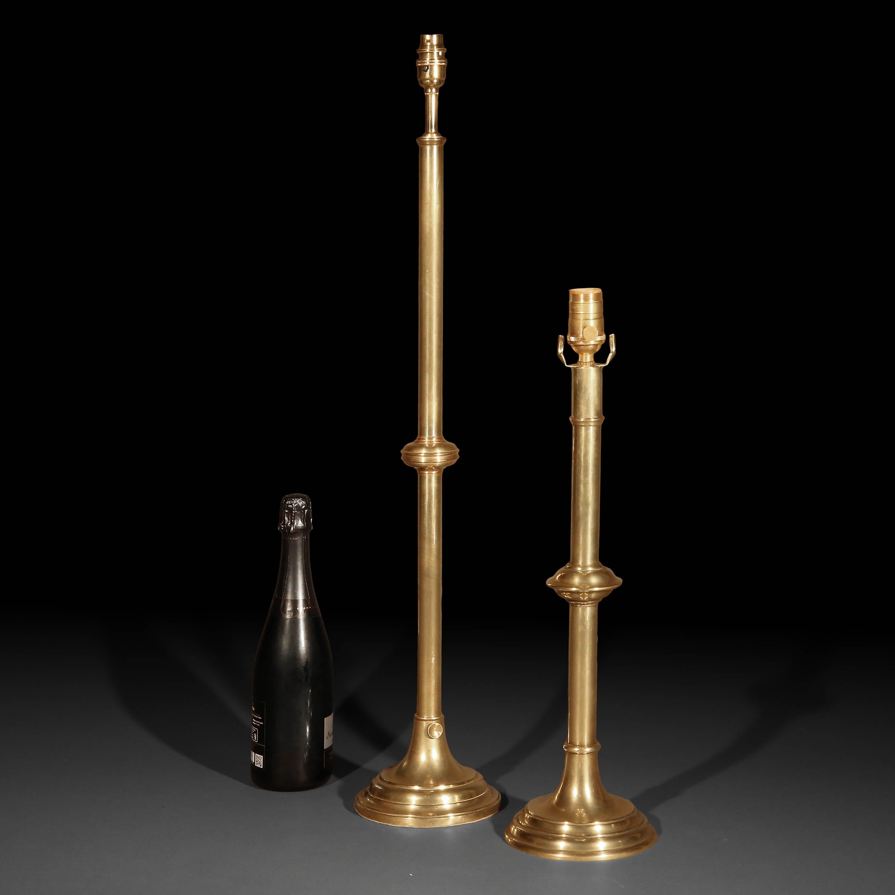 Rare 18th Century Exceptionally Tall Brass Table Lamps For Sale 4