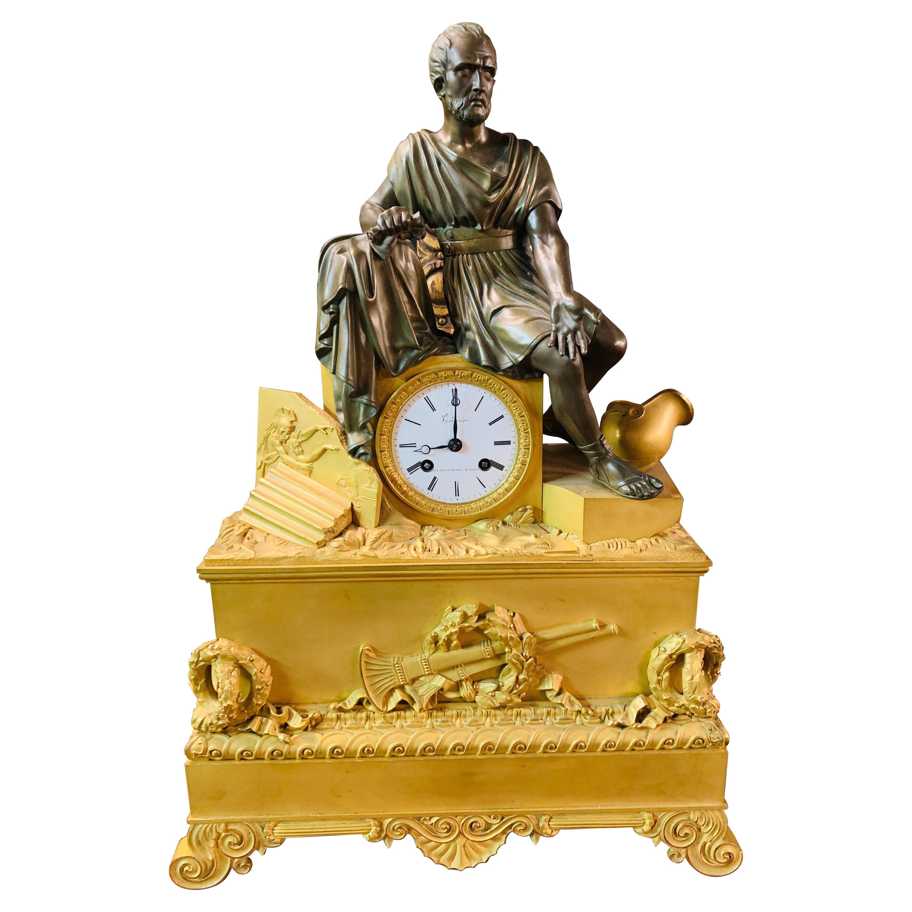18th Century Exquisite French Roman Figural Table Clock