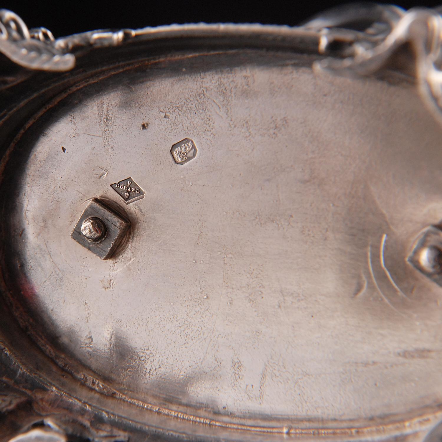 18. Jahrhundert Empire Silber Baccarat Kristall Salzstreuer  Französisch F. Durand Napoleonisch  im Angebot 6