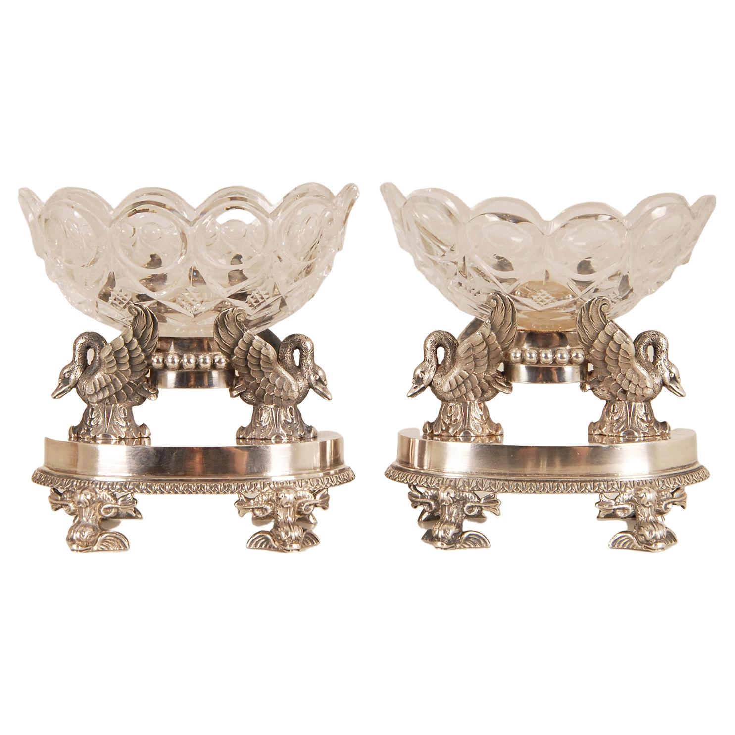 Salero Imperio Siglo XVIII Plata Cristal de Baccarat  F. Durand Napoleónico