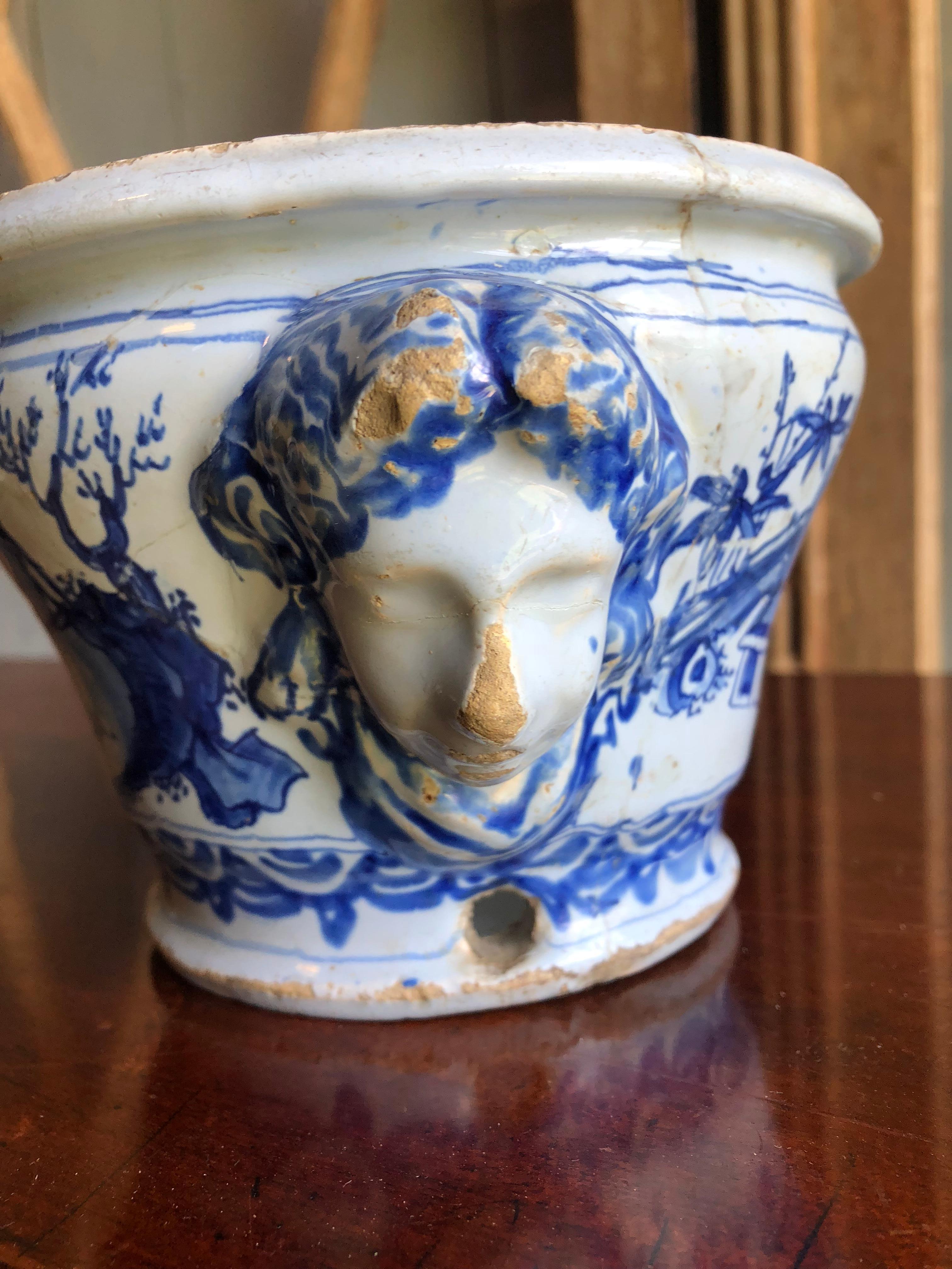 Louis XV 18th Century Faience Cachepot from Nevers