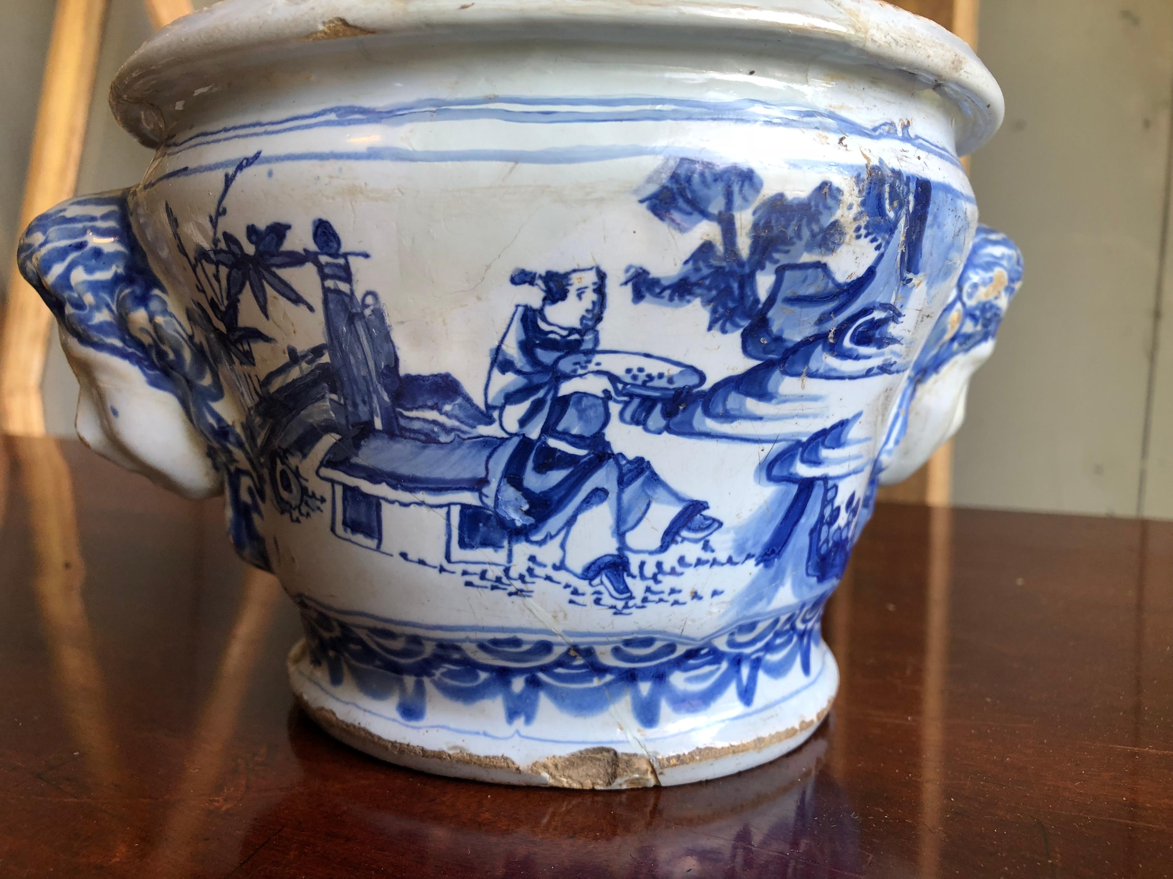 French 18th Century Faience Cachepot from Nevers
