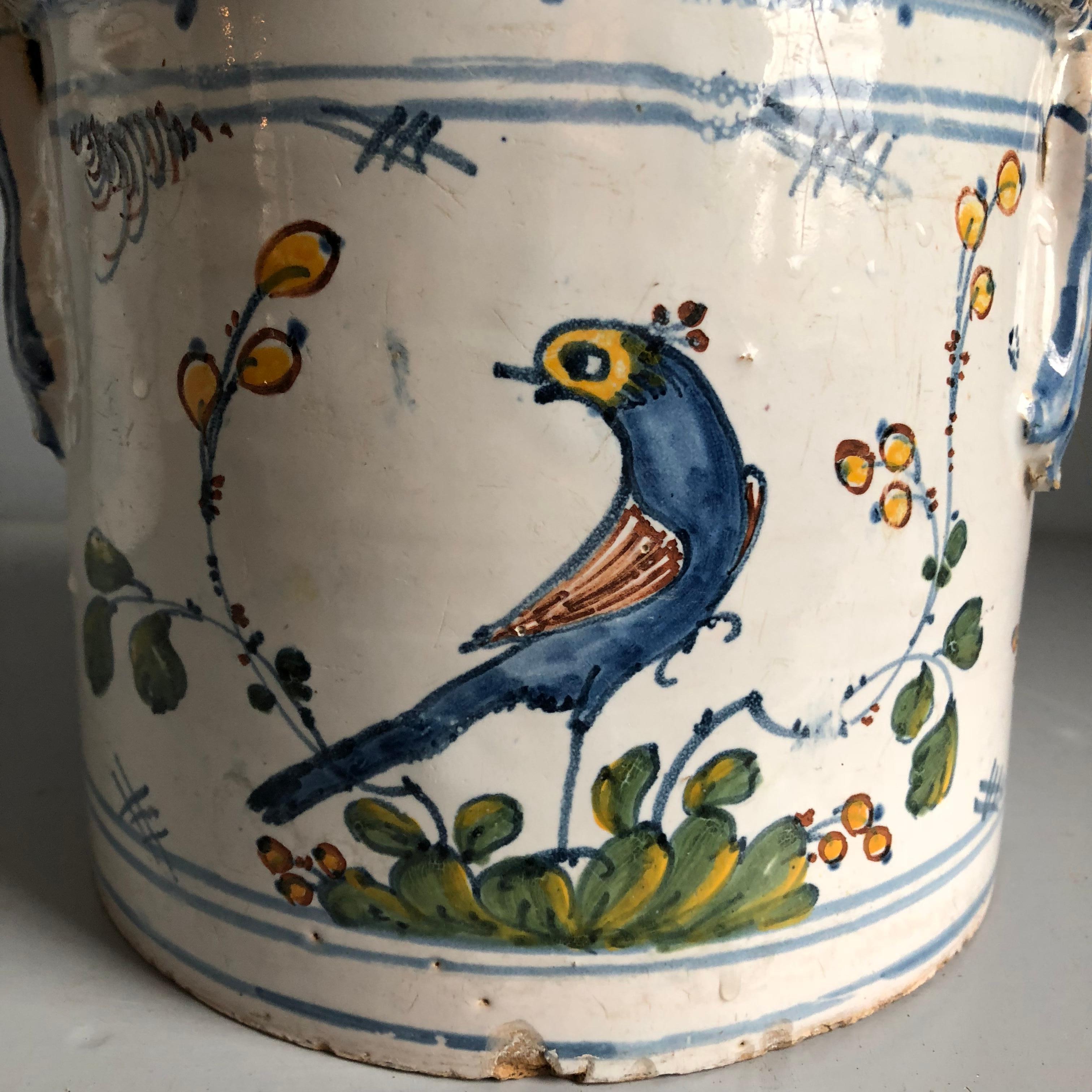 French Provincial 18th Century Faience Cache Pot, Nevers