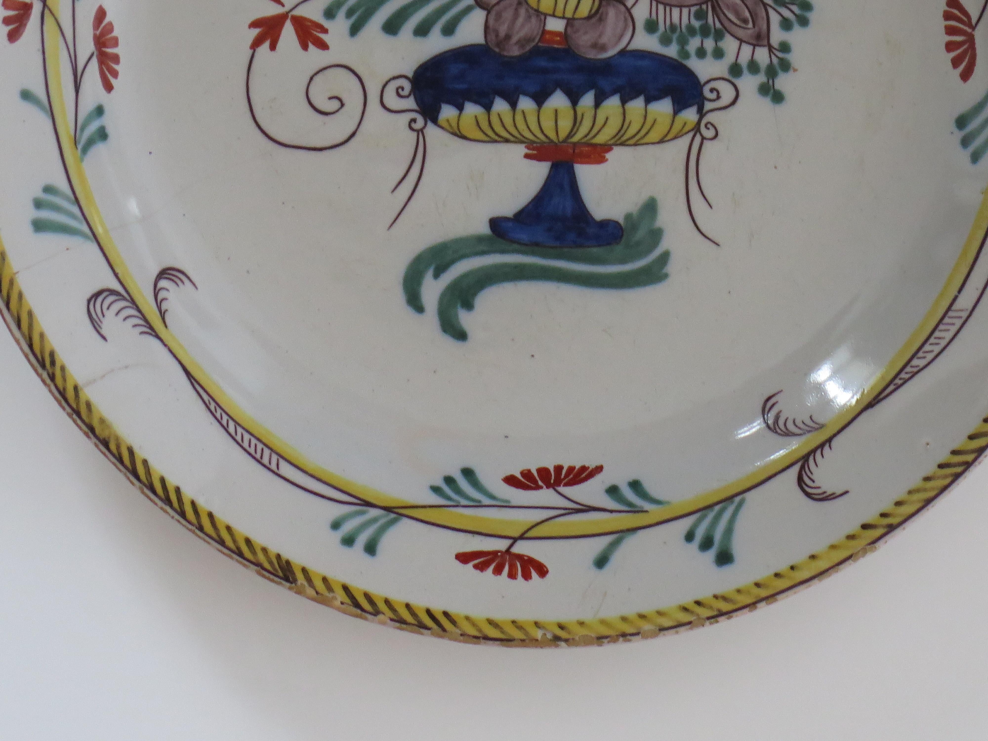 18th Century Faience Earthenware Plate (C) hand painted, French circa 1780 For Sale 3