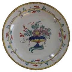 Used 18th Century Faience Earthenware Plate (C) hand painted, French circa 1780