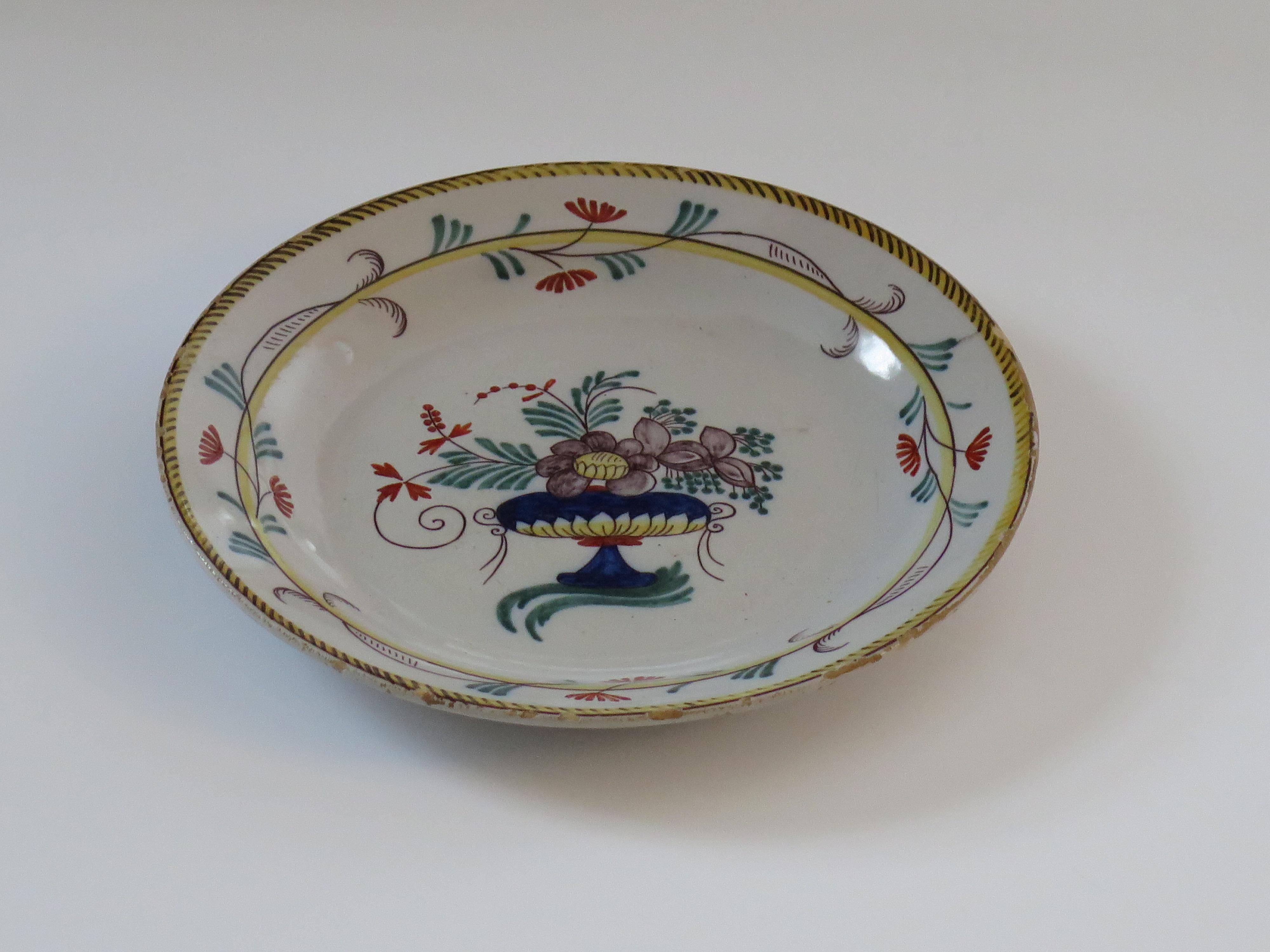 18th Century Faience Earthenware Plate - A hand painted, French circa 1780 For Sale 5
