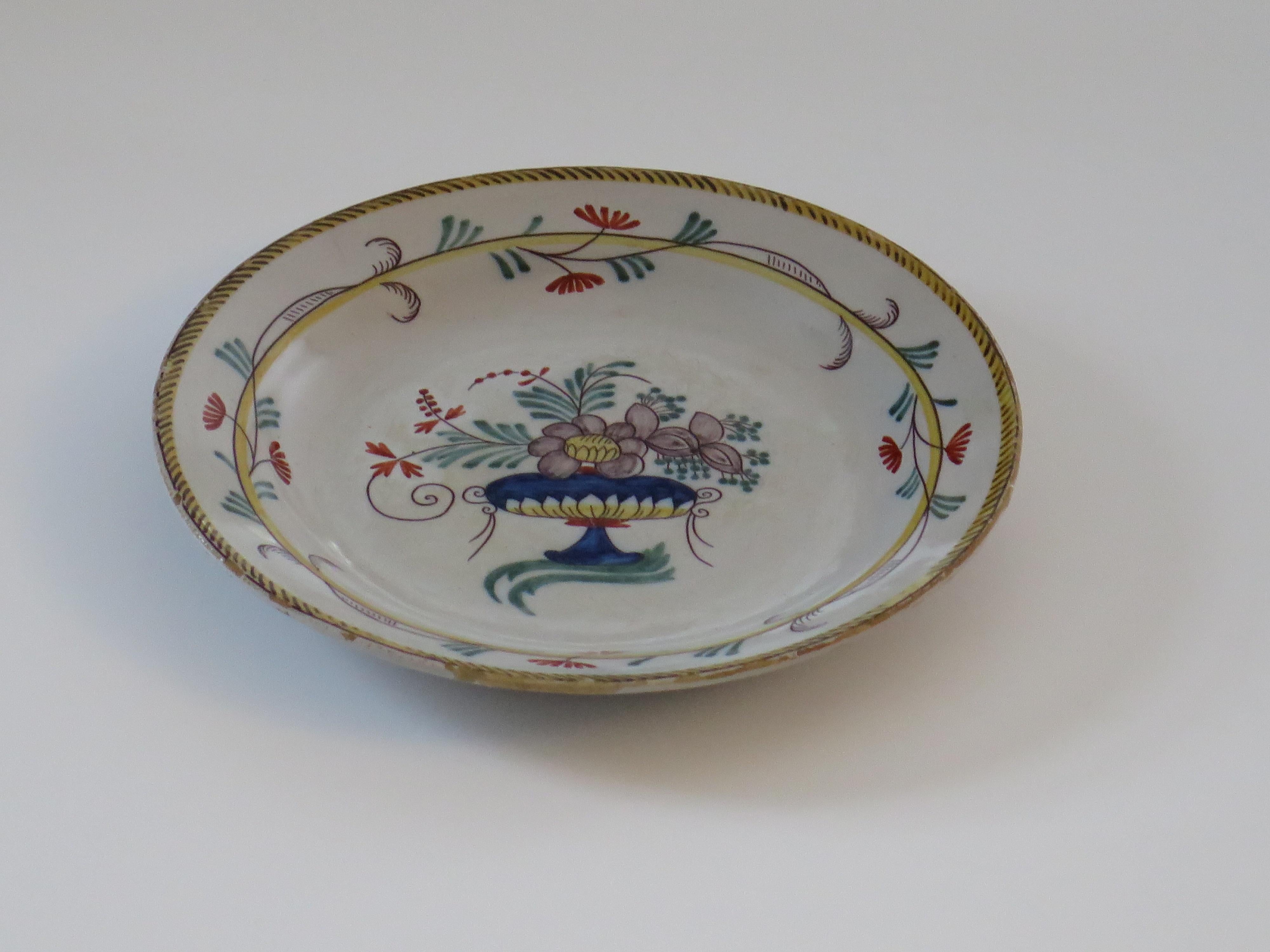 18th Century Faience Earthenware Plate -B, hand painted, French circa 1780 For Sale 5