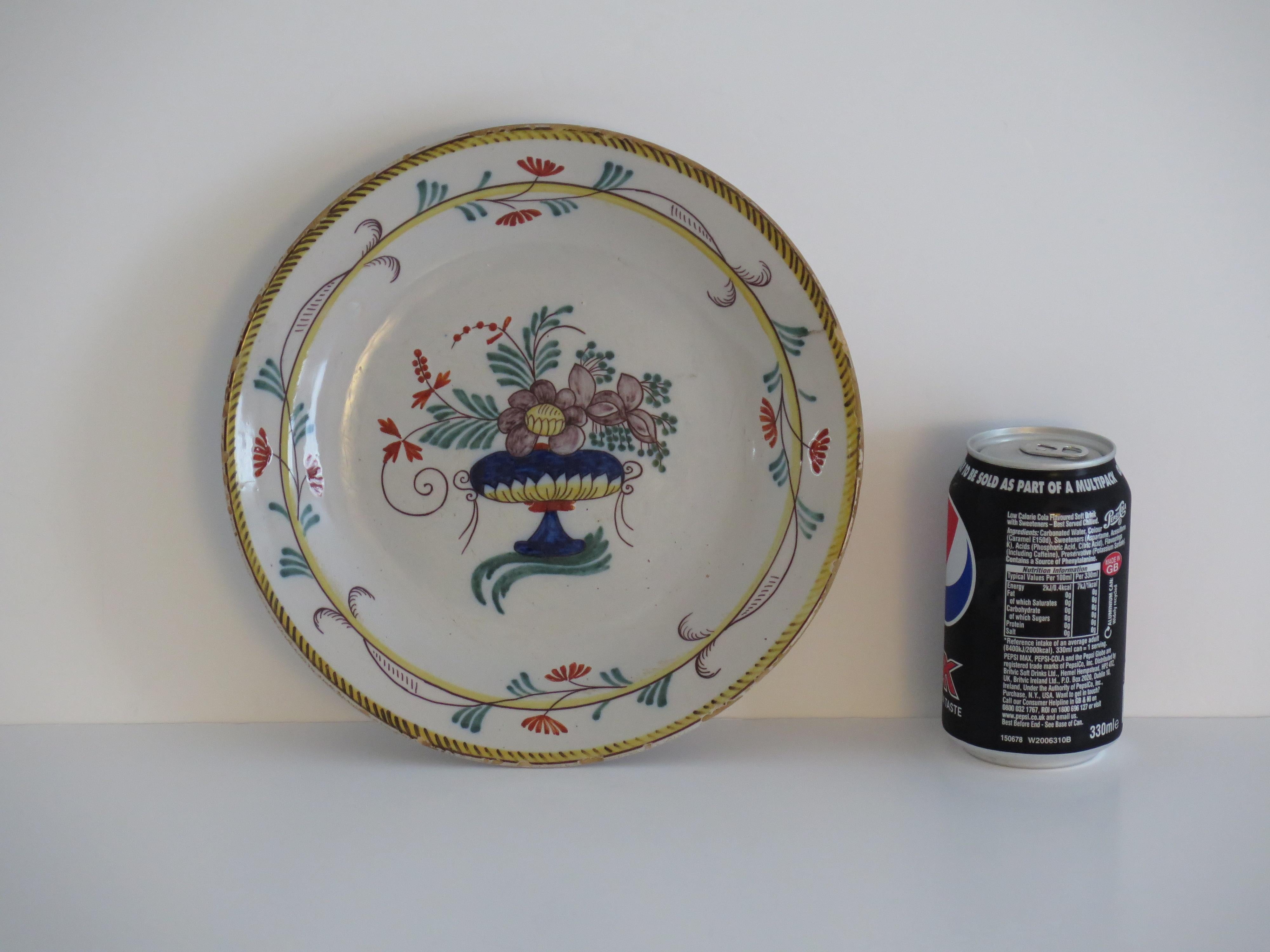 18th Century Faience Earthenware Plate - A hand painted, French circa 1780 For Sale 10