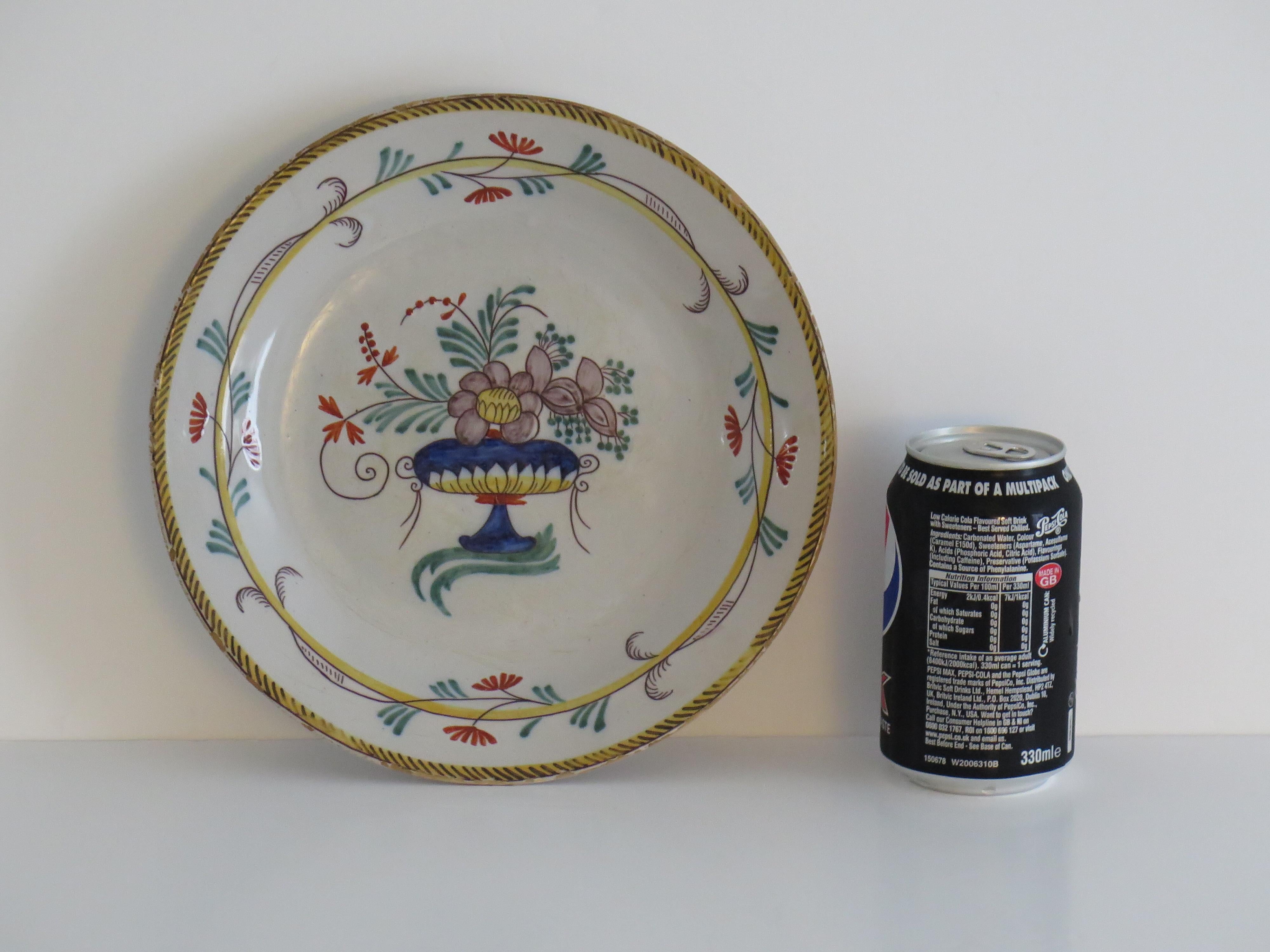 18th Century Faience Earthenware Plate -B, hand painted, French circa 1780 For Sale 11