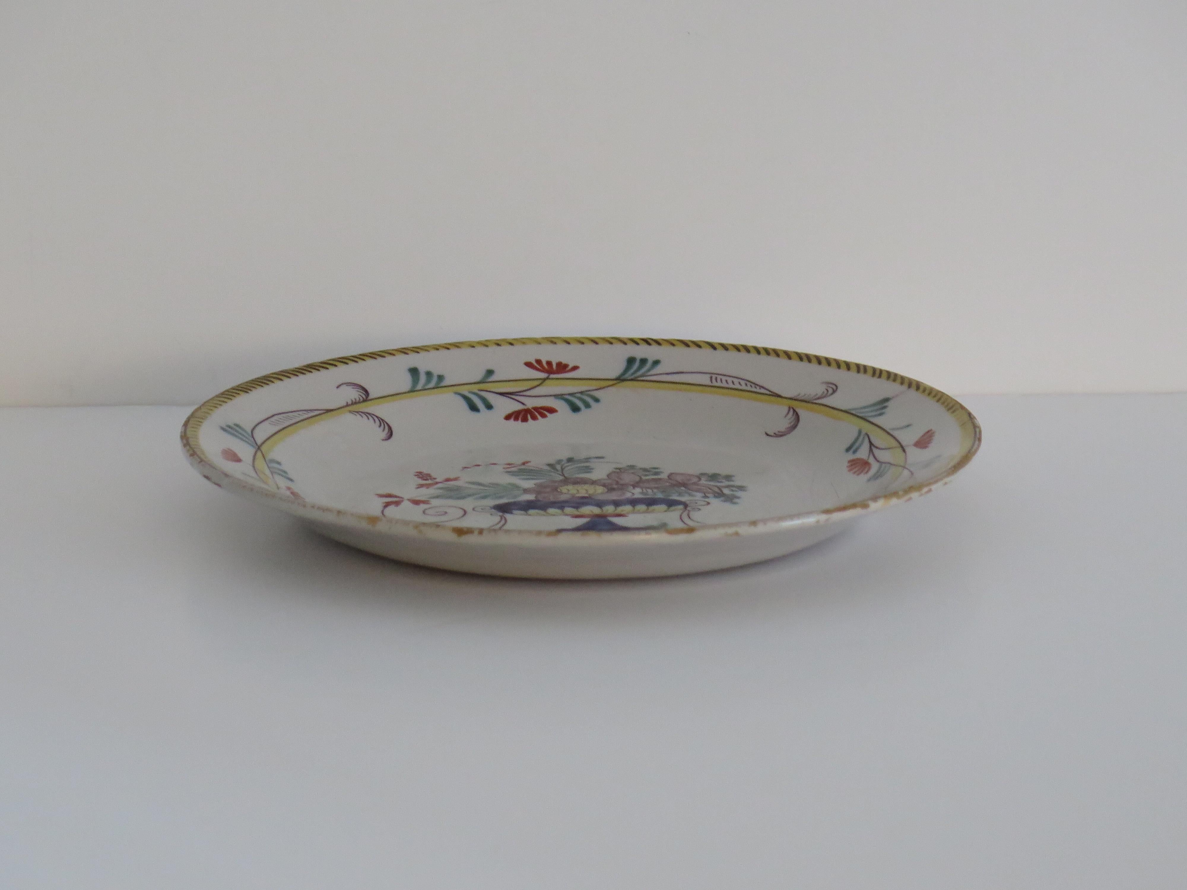 French Provincial 18th Century Faience Earthenware Plate - A hand painted, French circa 1780 For Sale