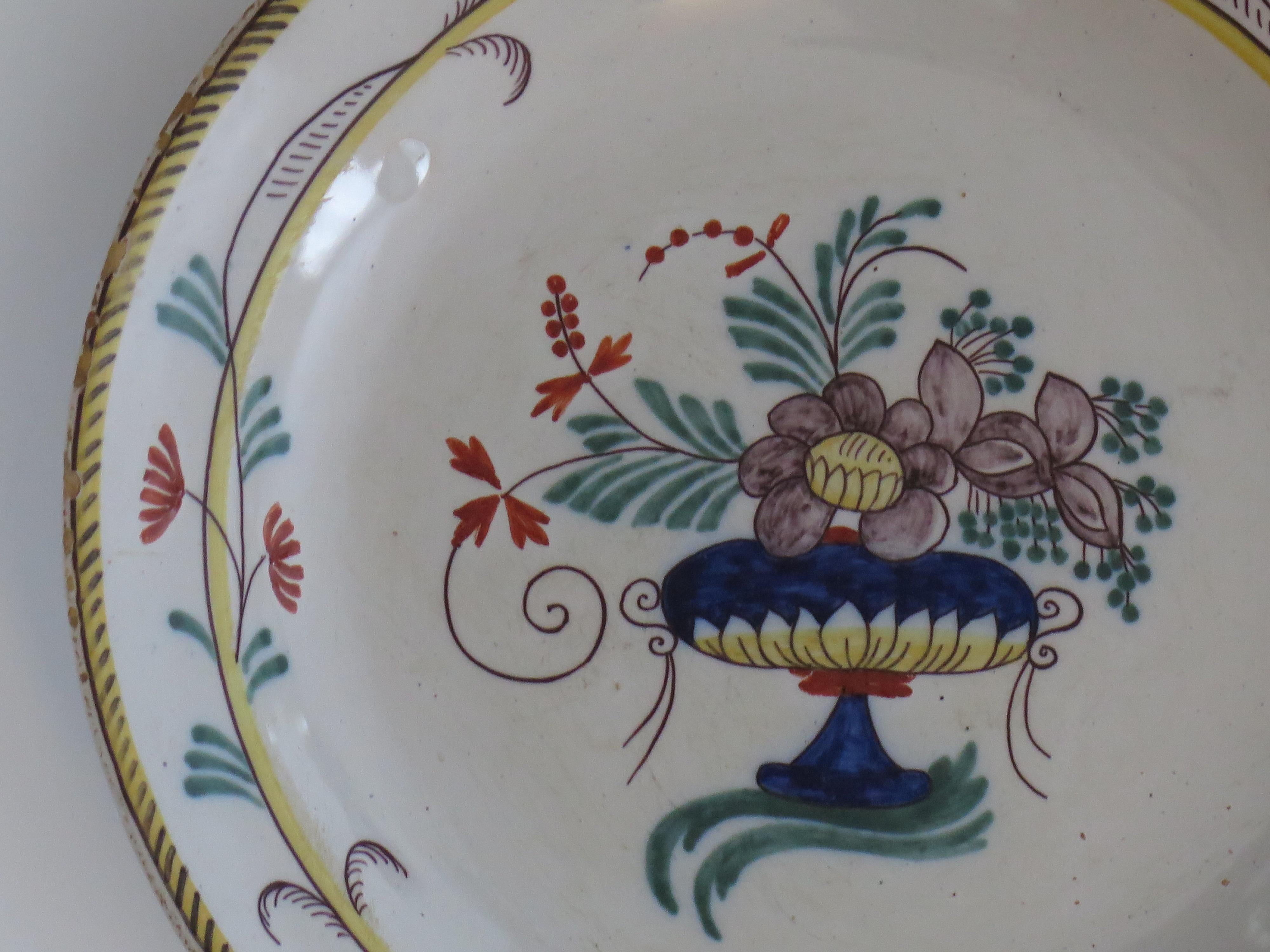 18th Century Faience Earthenware Plate - A hand painted, French circa 1780 For Sale 3