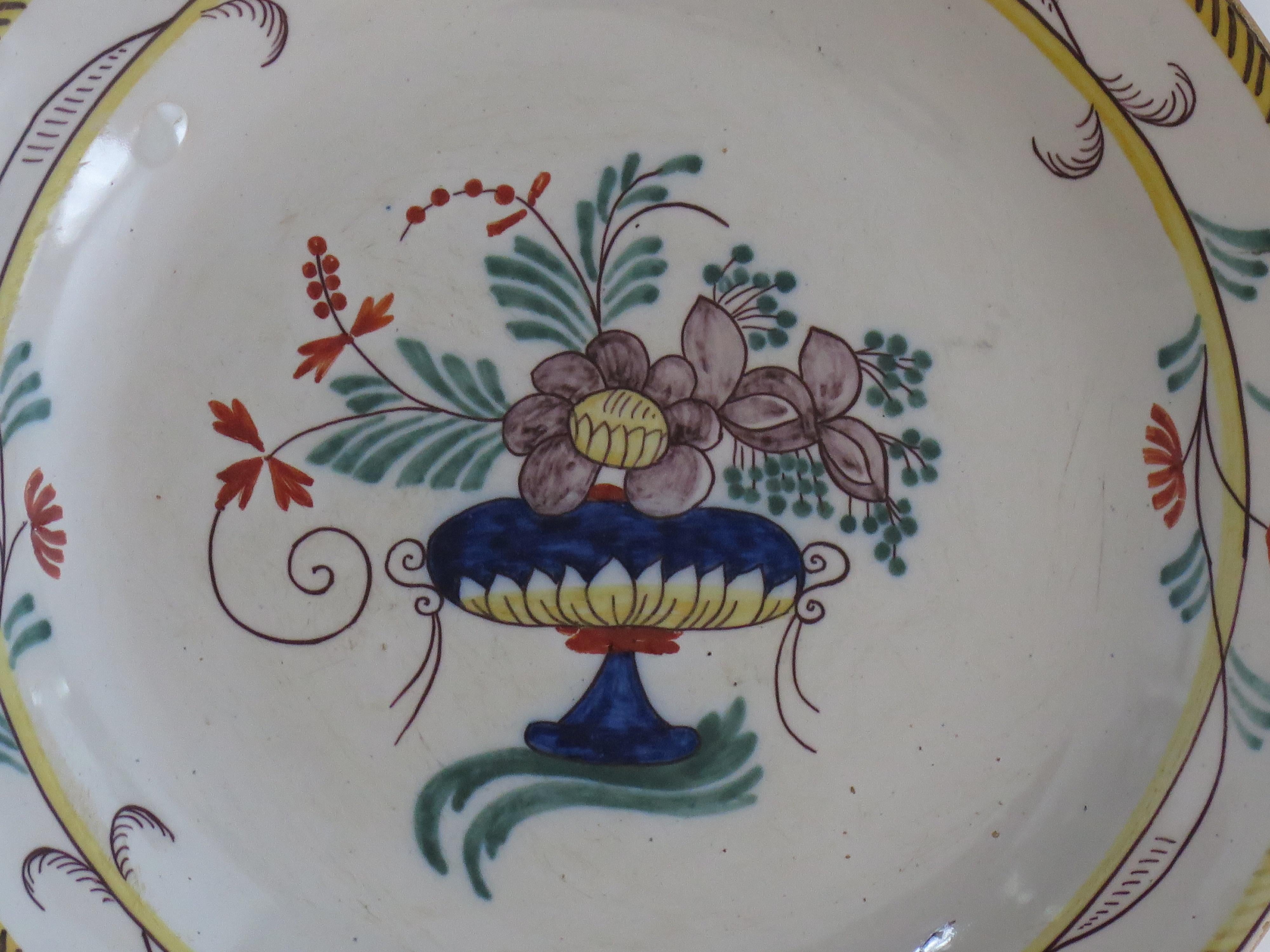 18th Century Faience Earthenware Plate - A hand painted, French circa 1780 For Sale 4