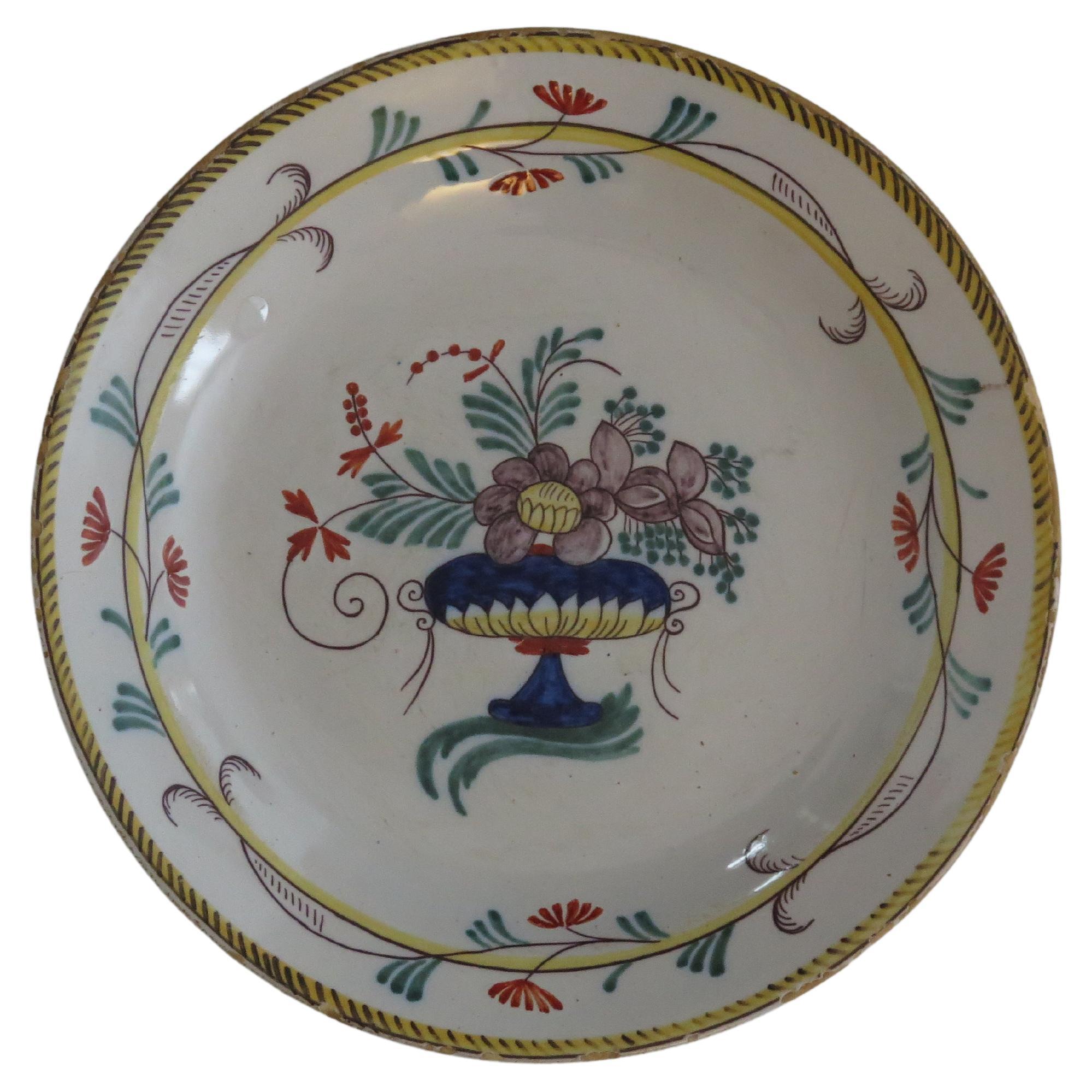 18th Century Faience Earthenware Plate - A hand painted, French circa 1780